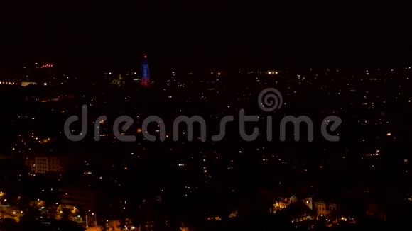 巴塞罗那天际线和城市景观的夜晚视频的预览图