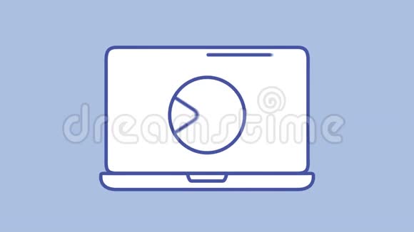 阿尔法频道的笔记本电脑播放线图标视频的预览图