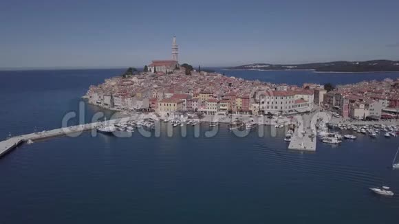 克罗地亚Rovinj的鸟瞰图未经修改的日志格式视频的预览图