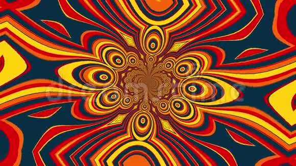 曼陀罗有一种彩色条纹元素形成花瓣和圆圈3计算机产生的催眠效果视频的预览图