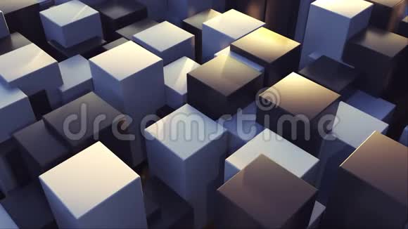 三维渲染几何背景用正方形底座变换不同层次的矩形元素摘要视频的预览图