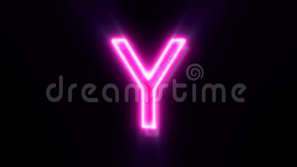 粉红色霓虹灯字体字母Y大写闪烁并出现在中心视频的预览图
