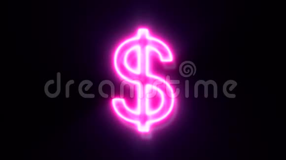 粉色霓虹灯美元符号闪烁出现在中间视频的预览图