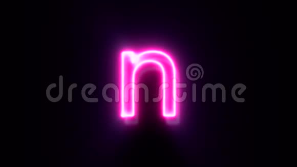 粉红色霓虹灯字体字母N小写闪烁出现在中间视频的预览图