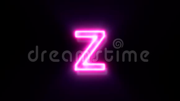 粉红色霓虹灯字体字母Z小写闪烁并出现在中心视频的预览图