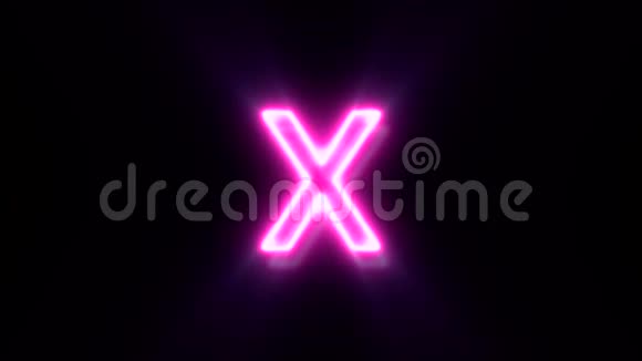 粉红色霓虹灯字体字母X小写闪烁并出现在中心视频的预览图