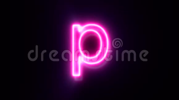 粉红色霓虹灯字体字母P小写眨眼出现在中间视频的预览图