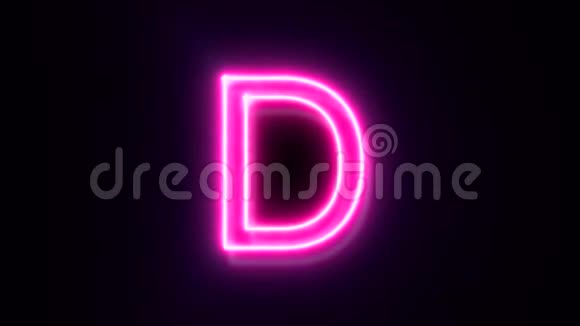 粉红色霓虹灯字体字母D大写闪烁并出现在中心视频的预览图