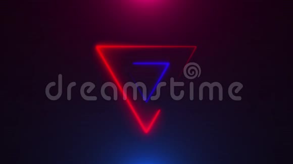 空间中许多霓虹灯三角形抽象电脑生成背景三维渲染视频的预览图