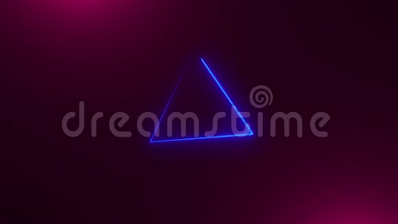空间中许多霓虹灯三角形抽象电脑生成背景三维渲染视频的预览图