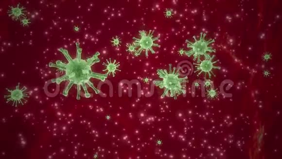科罗纳病毒显微镜下病毒人类免疫系统病毒跨越屏幕移动细菌病毒或细菌视频的预览图