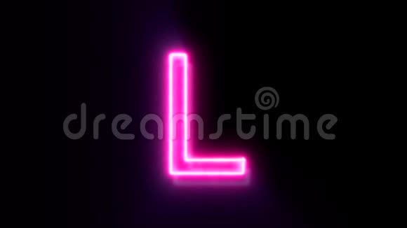 粉红色霓虹灯字体字母L大写闪烁出现在中心视频的预览图