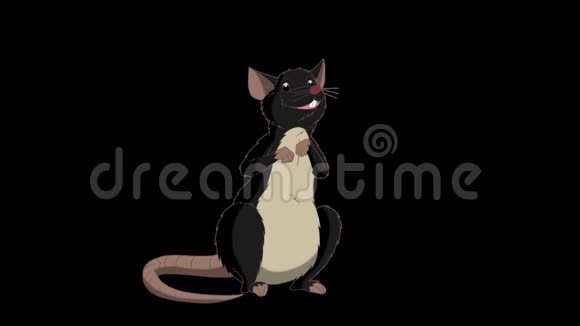 坐着的黑老鼠和会说话的动画阿尔法马特视频的预览图