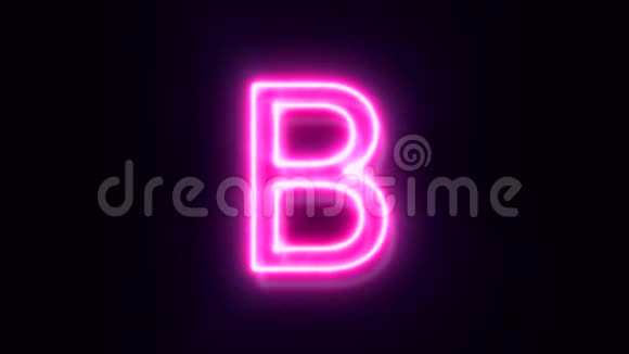 粉红色霓虹灯字体字母B大写闪烁出现在中心视频的预览图