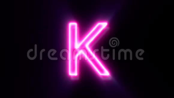 粉红色霓虹灯字体字母K大写闪烁出现在中心视频的预览图