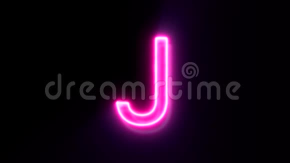 粉红色霓虹灯字体字母J大写闪烁出现在中心视频的预览图