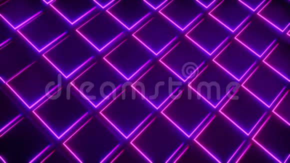 形成网格的霓虹灯立方体的三维渲染背景计算机生成的抽象设计视频的预览图