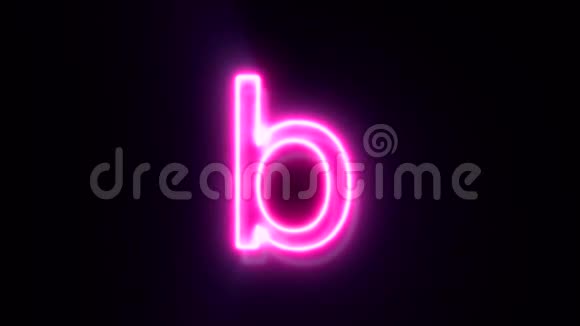 粉红色霓虹灯字体字母B小写闪烁并出现在中心视频的预览图