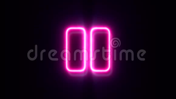 粉红色霓虹灯暂停标志闪烁出现在中心视频的预览图