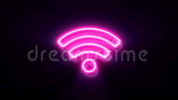 粉红色霓虹灯WiFi标志闪烁并出现在中心视频的预览图