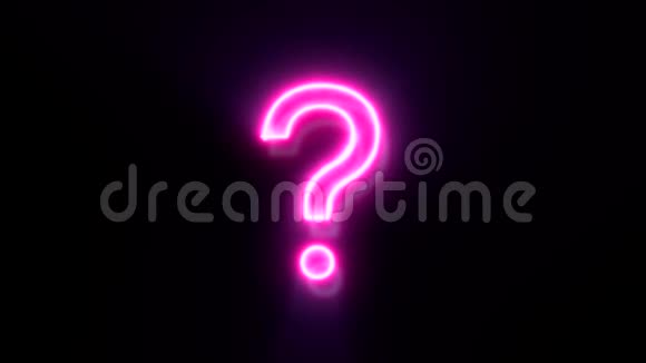粉色霓虹灯问题符号闪烁并出现在中间视频的预览图