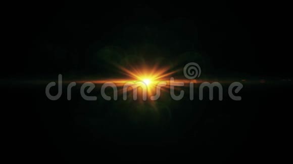 镜头耀斑对黑色背景的影响摘要太阳爆裂太阳闪光为屏幕模式使用太阳自然抽象视频的预览图