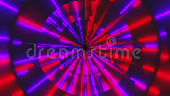 圆圈霓虹灯线的三维渲染发光效应计算机产生的闪烁光线的抽象背景视频的预览图