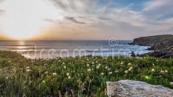 日落海景葡萄牙美丽惊人的延时4k视频的预览图