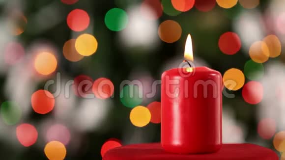 圣诞蜡烛在圣诞树前燃烧视频的预览图