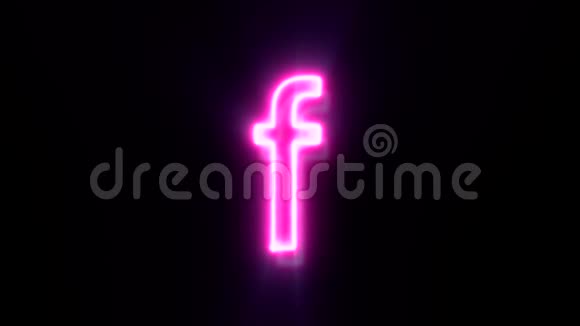 粉红色霓虹灯字体字母F小写闪烁出现在中间视频的预览图