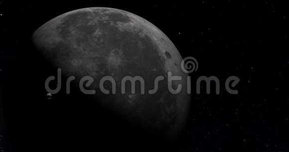 星际飞船飞向月球的黑暗面科学录像4K视频的预览图