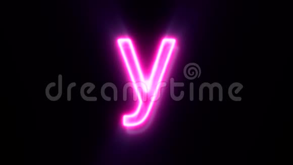 粉红色霓虹灯字体字母Y小写闪烁出现在中间视频的预览图