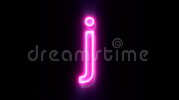 粉红色霓虹灯字体字母J小写闪烁出现在中间视频的预览图