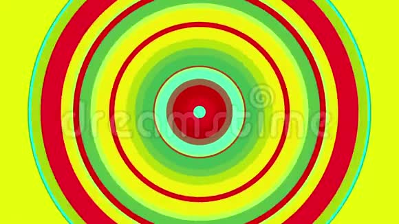 出现并消失了一个有放射状条纹的彩色圆圈电脑生成3D抽象渲染视频的预览图
