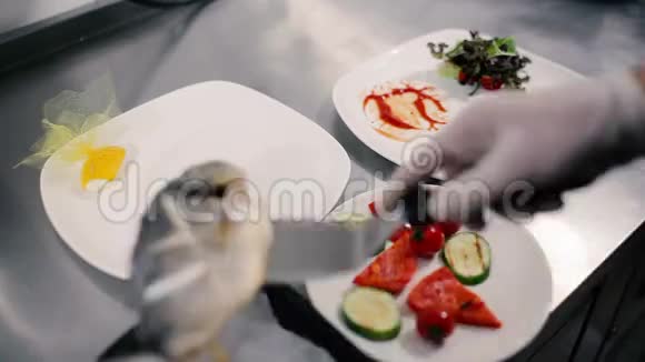 煎鱼躺在白色盘子里视频的预览图