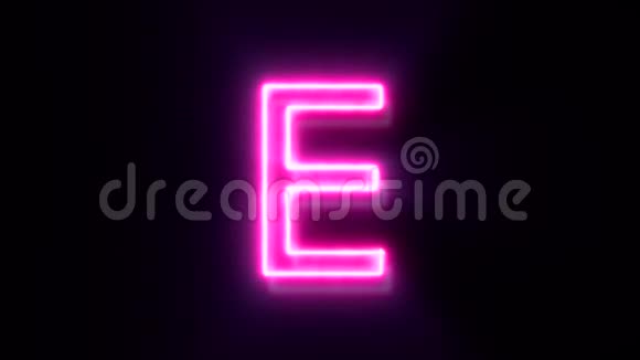 粉红色霓虹灯字体字母E大写闪烁并出现在中心视频的预览图