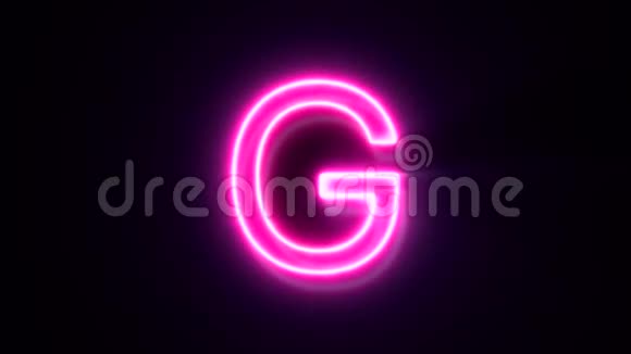 粉红色霓虹灯字体字母G大写闪烁出现在中心视频的预览图