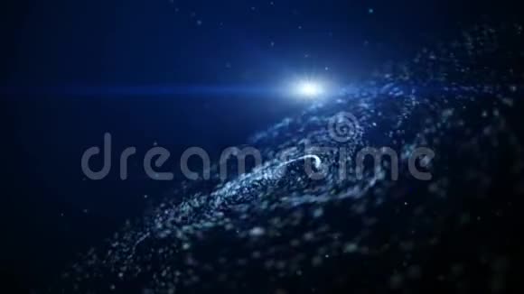 蓝闪闪闪闪闪烁带蓝光蓝光的扭曲流体粒子视频的预览图