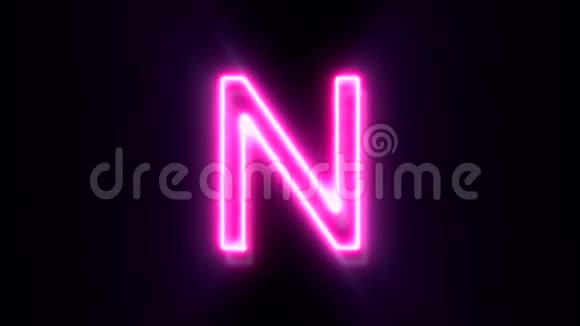 粉红色霓虹灯字体字母N大写闪烁并出现在中心视频的预览图