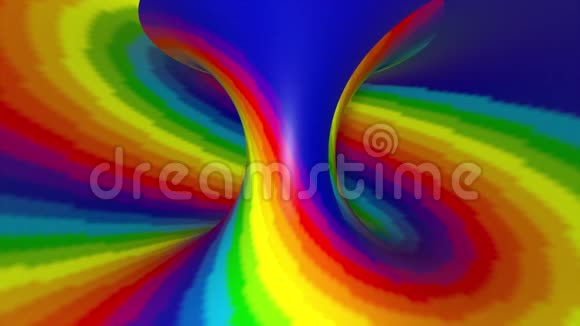 五彩螺旋形电脑生成三维渲染抽象彩虹催眠动画背景视频的预览图