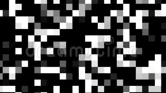 计算机生成的抽象技术背景与镶嵌的白色和黑色方块3D绘制大型视频的预览图