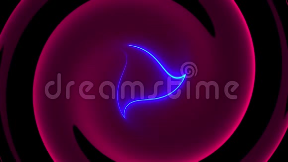 计算机生成的抽象扭曲背景3D渲染霓虹灯彩线的圆形合并视频的预览图