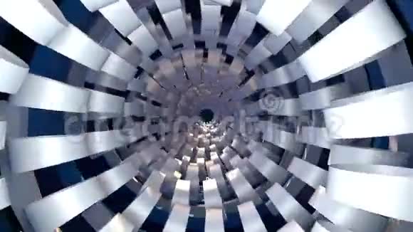 计算机产生的技术隧道未来的空间三维渲染抽象背景在螺旋走廊里视频的预览图
