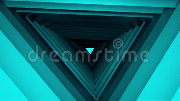 计算机生成的三角隧道未来的空间三维渲染抽象背景在旋转的三角形里视频的预览图