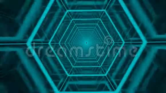 3蓝六边形金属光模糊变焦速度技术未来动画视频视频的预览图
