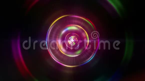 神奇的圆圈五颜六色的光背景视频的预览图