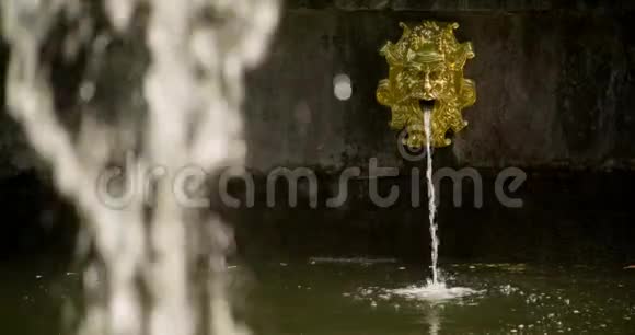 岩石背景下的慢速喷泉喷射视频的预览图