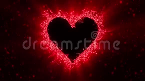 红色爱情心形情人节闪光纹理阿尔法哑光复制空间4k视频的预览图