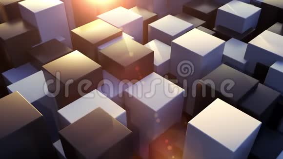 三维渲染几何背景用正方形底座变换不同层次的矩形元素摘要视频的预览图