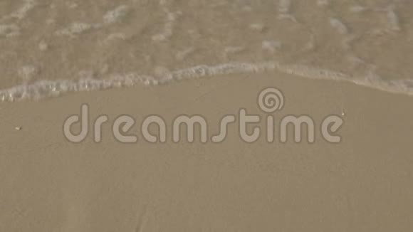 女孩赤脚在海滩上散步视频的预览图